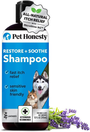 Pet Honesty Restore + Soothe 2 in 1 Shampoo + Conditioner for Sensitive Skin for Dogs & Cats - Dog Skin and Coat Supplement - Soothes Itching, Irritation and Hot Spots (Coconut) - 16Oz