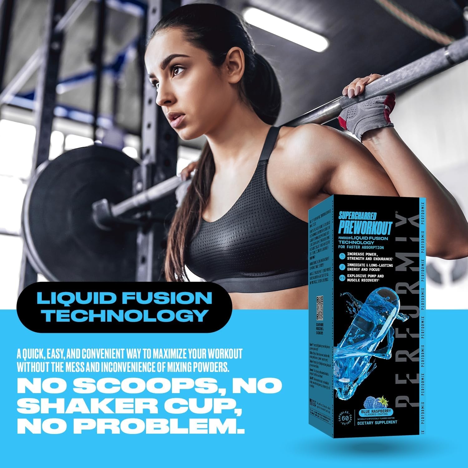 PERFORMIX Supercharged Preworkout - Sustained Energy, Endurance, and Focus - Premium Muscle Supporting Oceanix and Alpha GPC for Hardcore Traning and Body Building (60 Capsules)