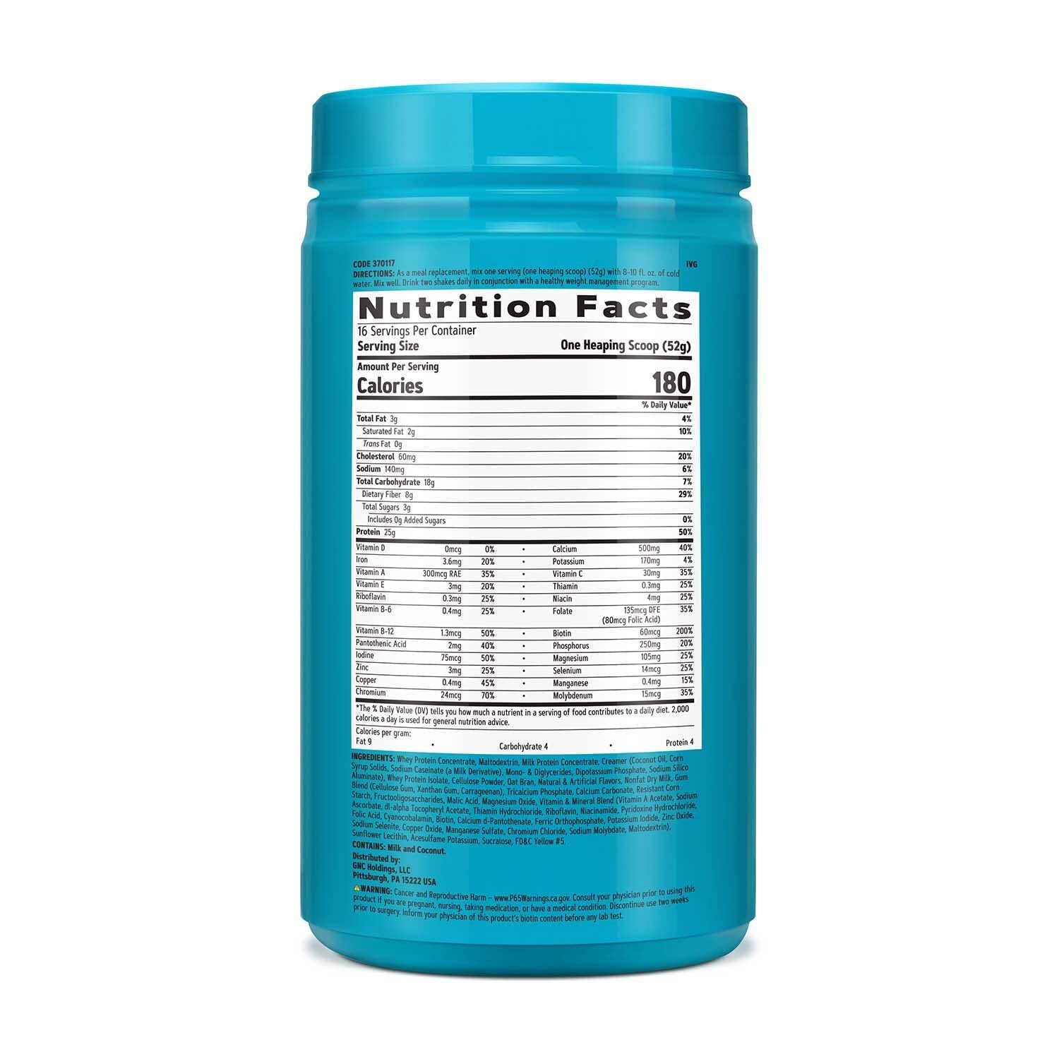 GNC Total Lean | Lean Shake 25 Protein Powder | High-Protein Meal Replacement Shake | Banana | 16 Servings