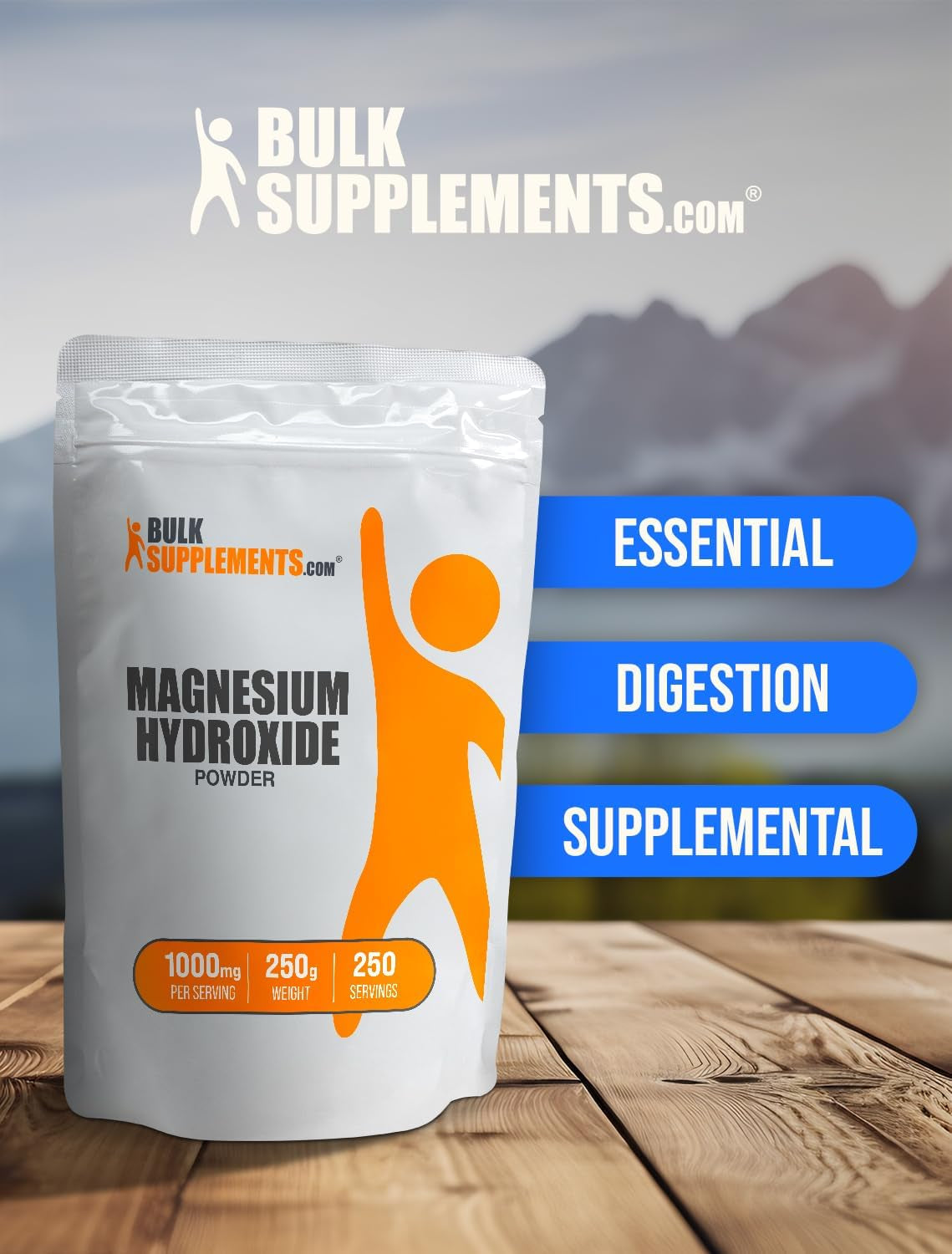 Bulksupplements.Com Magnesium Hydroxide Powder - Food Grade Magnesium Hydroxide, Magnesium Hydroxide Supplement - 1000Mg (410Mg of Magnesium) per Serving, 250G (8.8 Oz) (Pack of 1)