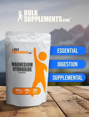 Bulksupplements.Com Magnesium Hydroxide Powder - Food Grade Magnesium Hydroxide, Magnesium Hydroxide Supplement - 1000Mg (410Mg of Magnesium) per Serving, 250G (8.8 Oz) (Pack of 1)