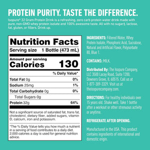 Isopure Zero Carb 32G Protein Ready-To-Drink, Whey Protein Isolate, Blue Raspberry, 16 Fl Oz (12 Bottles)