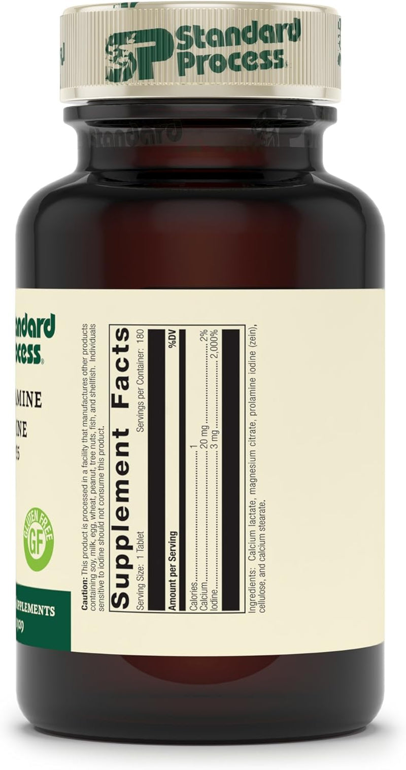 Standard Process - Prolamine Iodine - Supports Healthy Iodine Levels, Healthy Thyroid Function, Calcium, Iodine, Gluten Free and Vegetarian - 180 Tablets