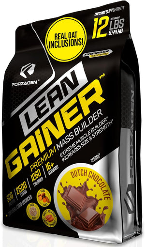 Forzagen Lean Gainer Premium Mass Builder | Mass Gainer Protein Powder for Men & Women | High Calorie Protein, Weight Gain, Bulk, Muscle Building Supplement | Dutch Chocolate, 8 Lbs. (11 Servings) 