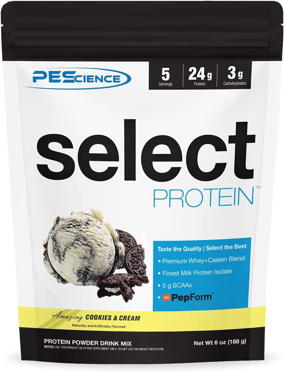 Pescience Select Low Carb Protein Powder, Cookies and Cream, 5 Serving, Keto Friendly and Gluten Free