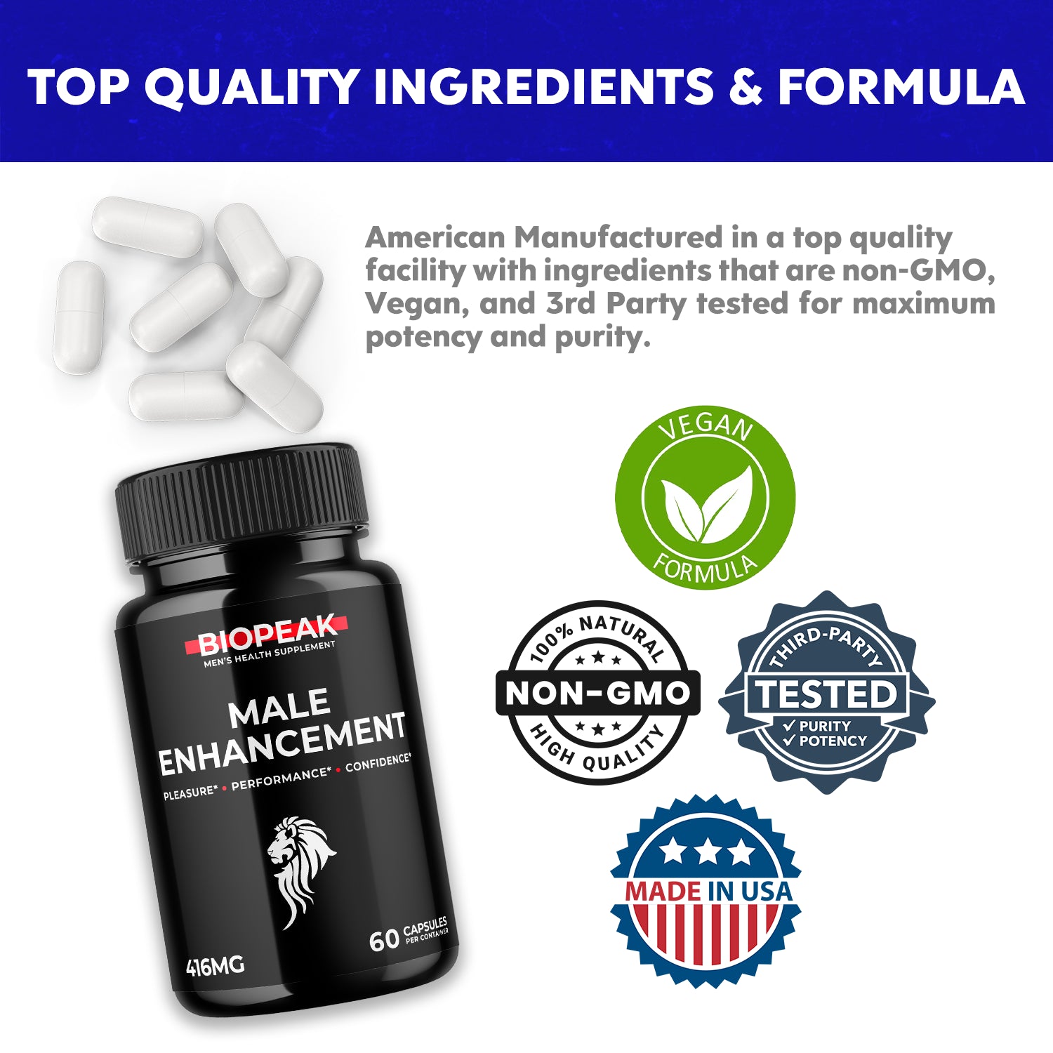 (2 Pack) Biopeak for Men, Bio Peak Advanced Male Support Pills (120 Capsules)