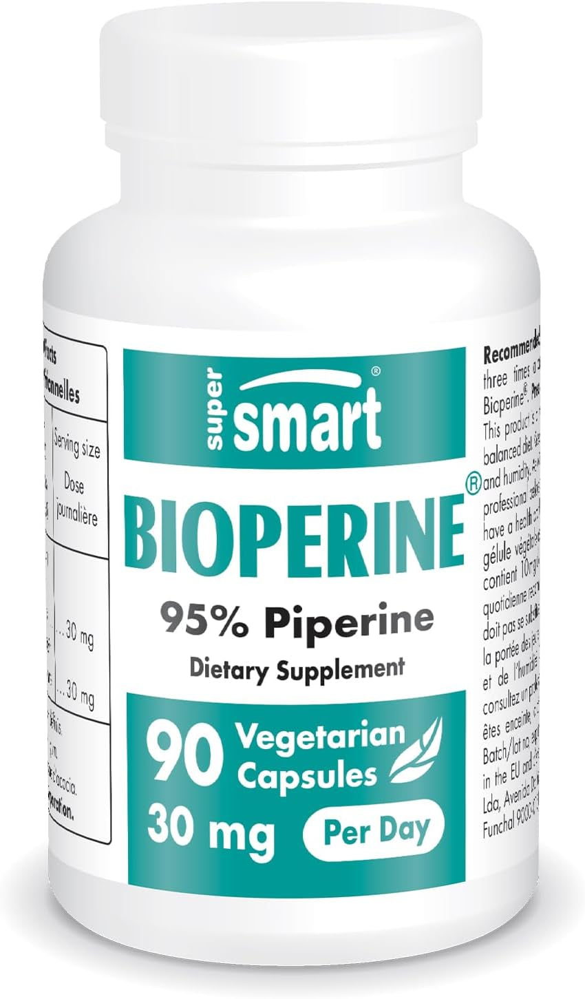 '- Bioperine 30Mg per Day (95% Piperine) - Black Pepper Extract - Curcumin & Nutrients Absorption Enhancer - Digestive Enzymes Support | Non-Gmo & Gluten Free - 90 Vegetarian Capsules
