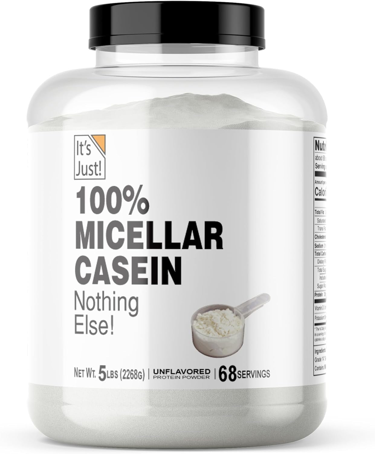 It'S Just! - 100% Casein Protein Powder, Made in USA, No Added Flavors or Sweeteners (Unflavored, 5 Pound (Pack of 1))