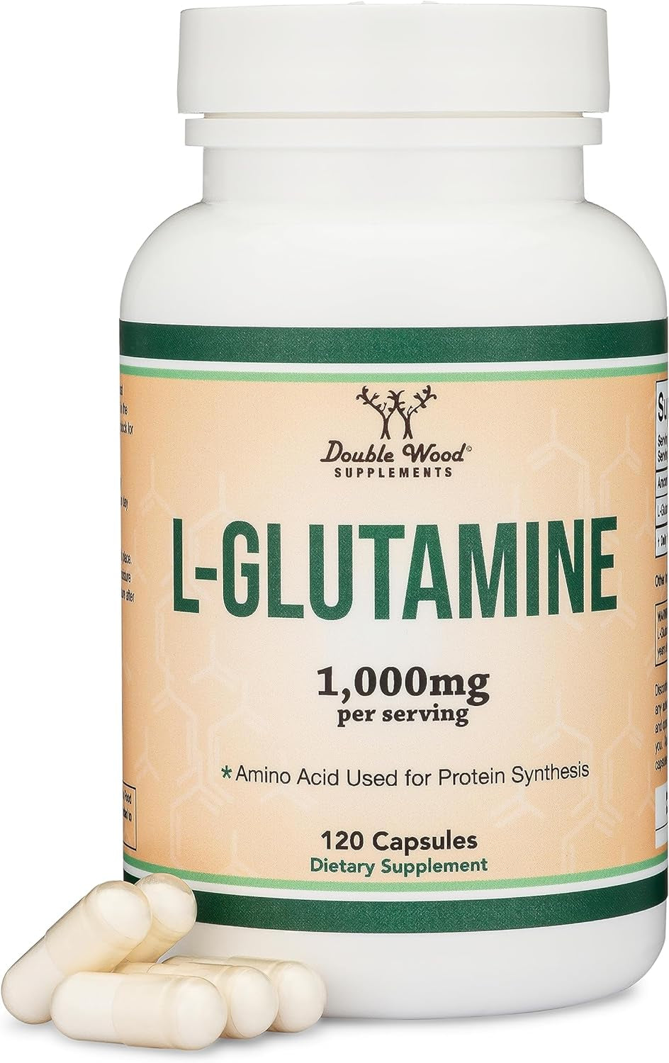 L Glutamine Capsules - No Fillers (1000Mg Servings, 120 Capsules) Non-Gmo, Gluten Free, Keto Safe, Vegan Friendly, Third Party Tested (For Endurance by Double Wood Supplements