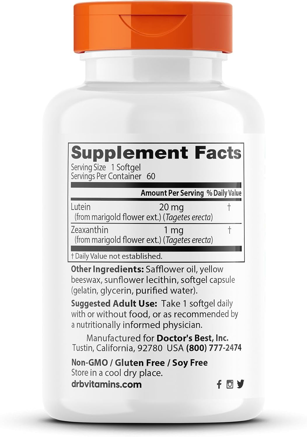 Lutein with Gluten Free, Vision Support, 60 Softgels