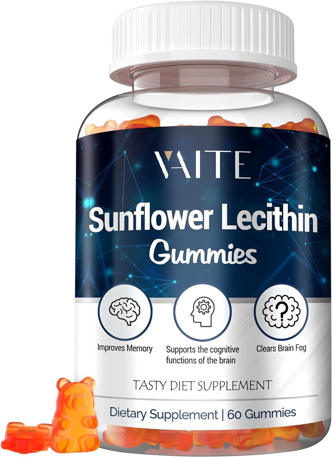 Sunflower Lecithin Gummies 800Mg - Supplements for Clogged Milk Ducts, Organic Phosphatidyl Choline Supplement, Non-Gmo, Vegan, Soy-Free, Gluten-Free, 