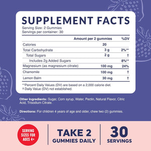 Magnesium Calming Gummies and Melatonin Gummies for Kids | Relaxation, Sleep & Wake-Sleep Cycle Support with Chamomile & Lemon Balm | 60 Gummies Each 