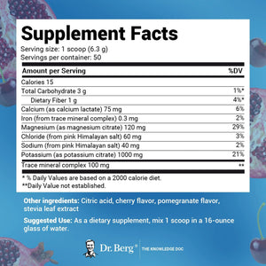 Electrolyte Powder, Pomegranate & Cherry Flavor - Hydration Powder, 50 Servings