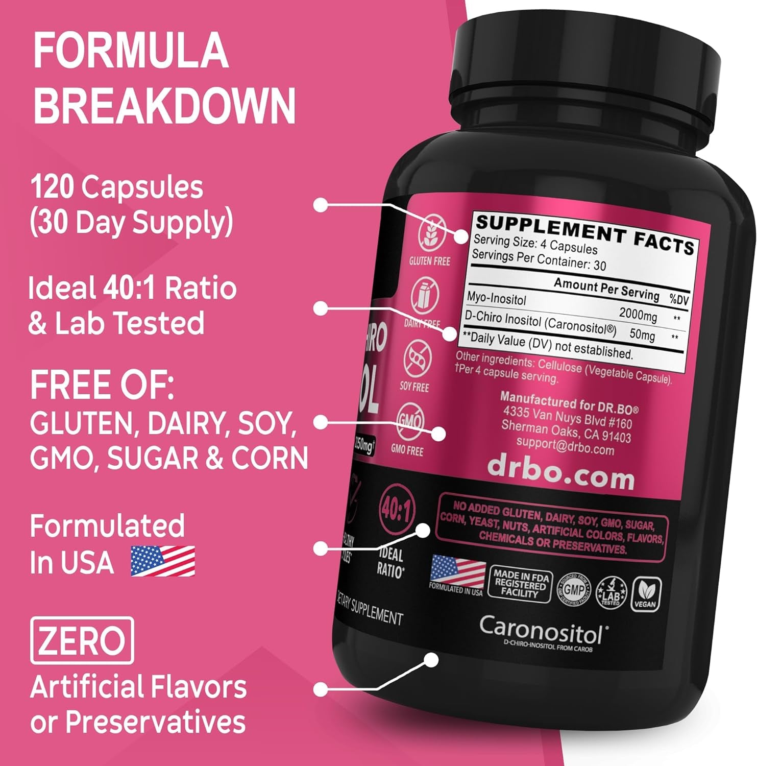 Myo-Inositol & D-Chiro Inositol & Water Away Pills - Water Retention Diuretics for Gut Health & Leg Swelling - Fertility Supplements for Women to Regulate Menstrual Cycle, Support Ovarian Health PCOS