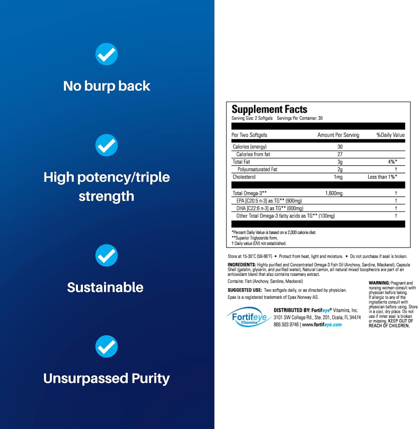 Super Omega-3 Fish Oil | 1600 Mg Omega 3 | with EPA and DHA | Natural Lemon Flavor 60 Servings
