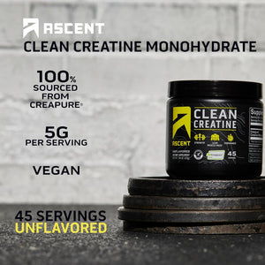 Ascent 100% Whey Protein Powder, Chocolate Peanut Butter 2 Lb & Creatine Monohydrate Powder, Unflavored 45 Servings