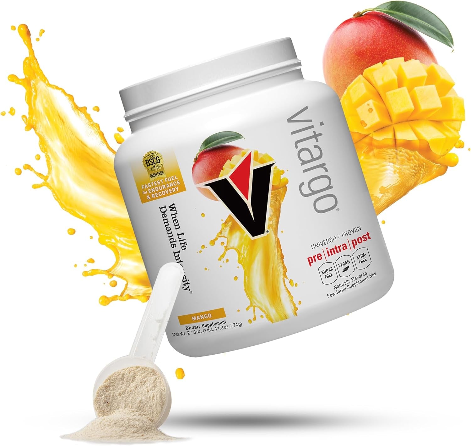 Vitargo Carbohydrate Powder | Feed Muscle Glycogen 2X FASTER | 1 LB Mango Pre Workout & Post Workout | Carb Supplement for Recovery, Endurance, Gain Muscle Mass 
