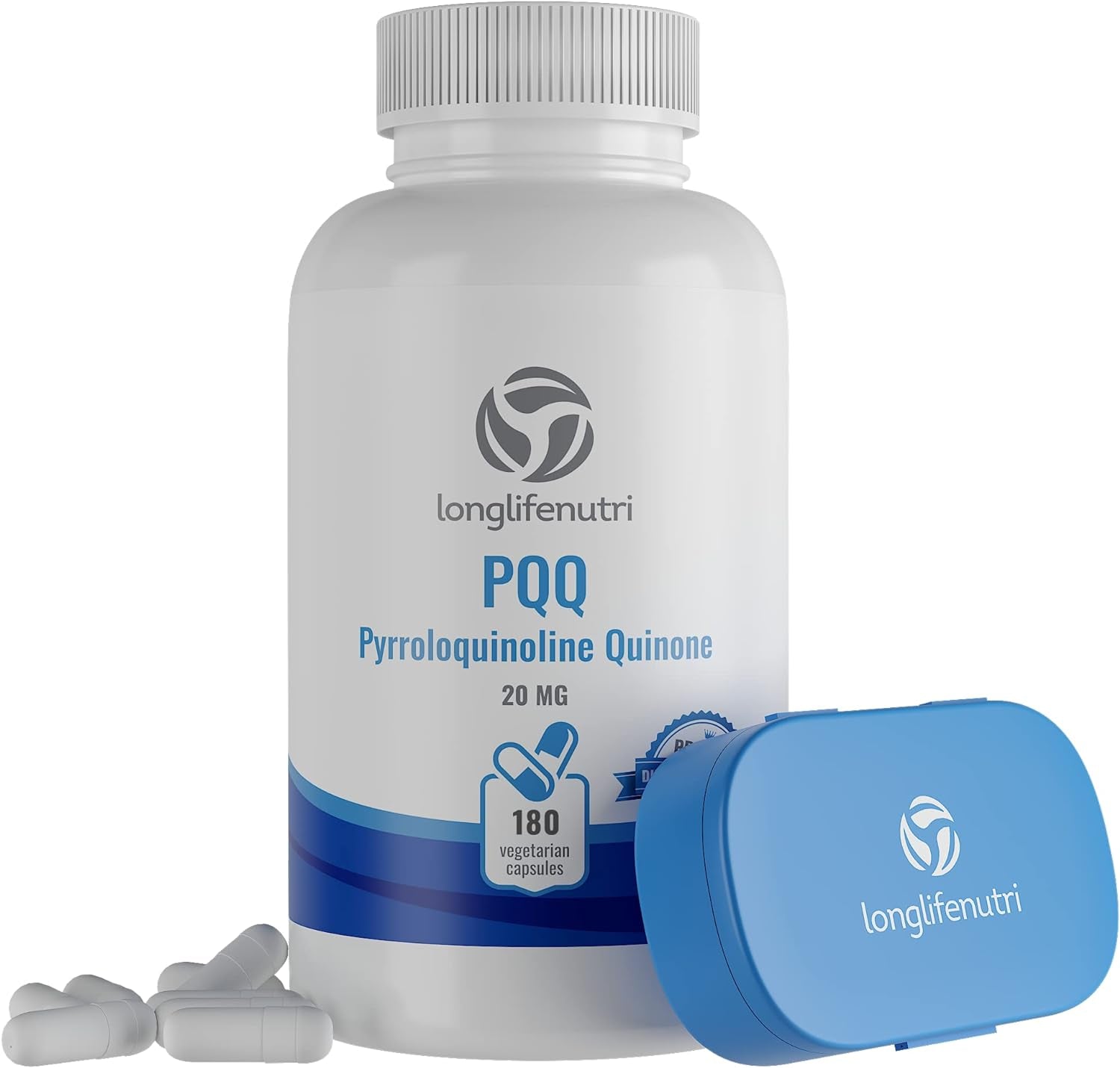 High Purity PQQ Supplement - 180 Caps - PQQ 20Mg - Mitochondrial Supplements - Quinine Capsules - ATP Supplements - Pyrroloquinoline Quinone - Aids Mitochondria Function