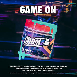 GHOST Gamer: Energy and Focus Support Formula - 40 Servings, Sour Patch Kids Redberry - Nootropics & Natural Caffeine for Attention, Accuracy & Reaction Time - Vegan, Gluten-Free
