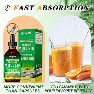 120ML Organic Mullein Drops for Lungs - Mullein Leaf Extract Supplement - Respiratory Health Support - as Liquid, Tincture, Tea 