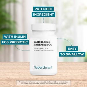 Supersmart - Lactobacillus Rhamnosus GG 10 Billion CFU per Day (LGG Probiotic with Inulin) - Digestive & Immune Support - Vaginal Flora Health | Non-Gmo & Gluten Free - 60 DR Capsules
