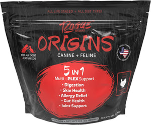 Origins 5-In-1 Dog Supplement - Powdered Food Topper W/Natural Omega 3 Fish Oil - Supports Healthy Digestion, Skin, and Coat - Helps Reduce Itching & Joint Inflammation (2 Lbs)