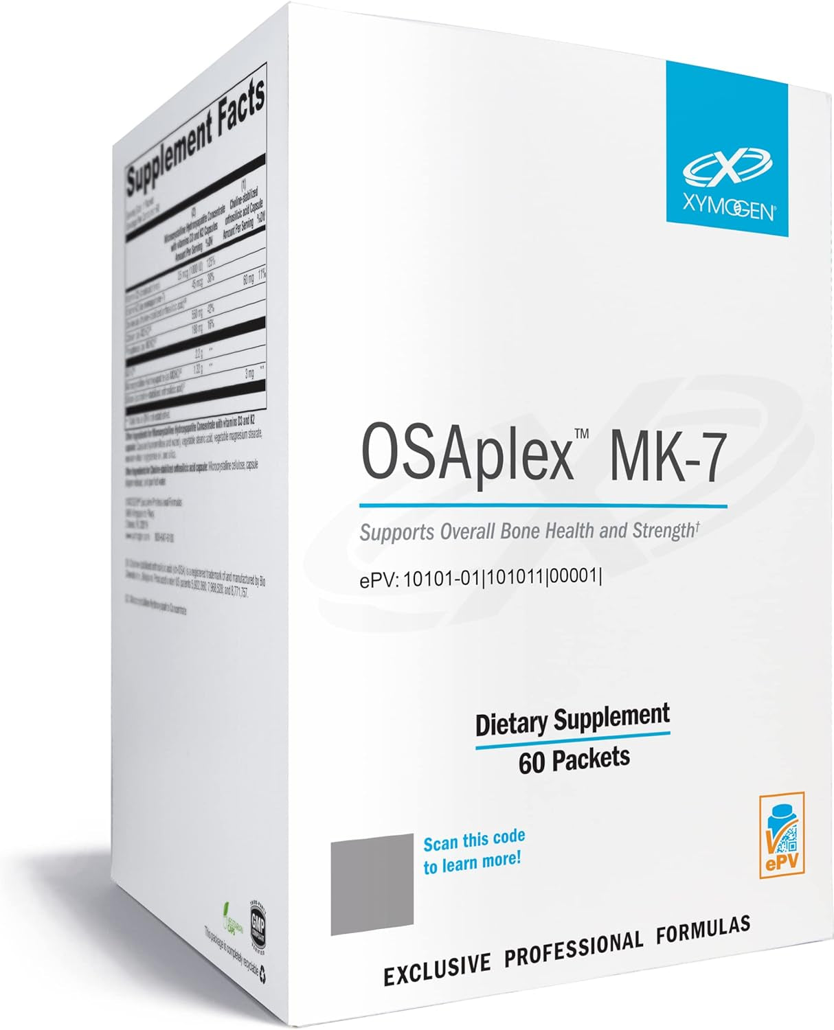 XYMOGEN Osaplex MK-7 - Supports Overall Bone Health and Bone Strength - Microcrystalline Hydroxyapatite MCHC Supplement - Calcium with Vitamin D3, Vitamin K2 MK-7 + Phosphorus Supplements (60 Packets)