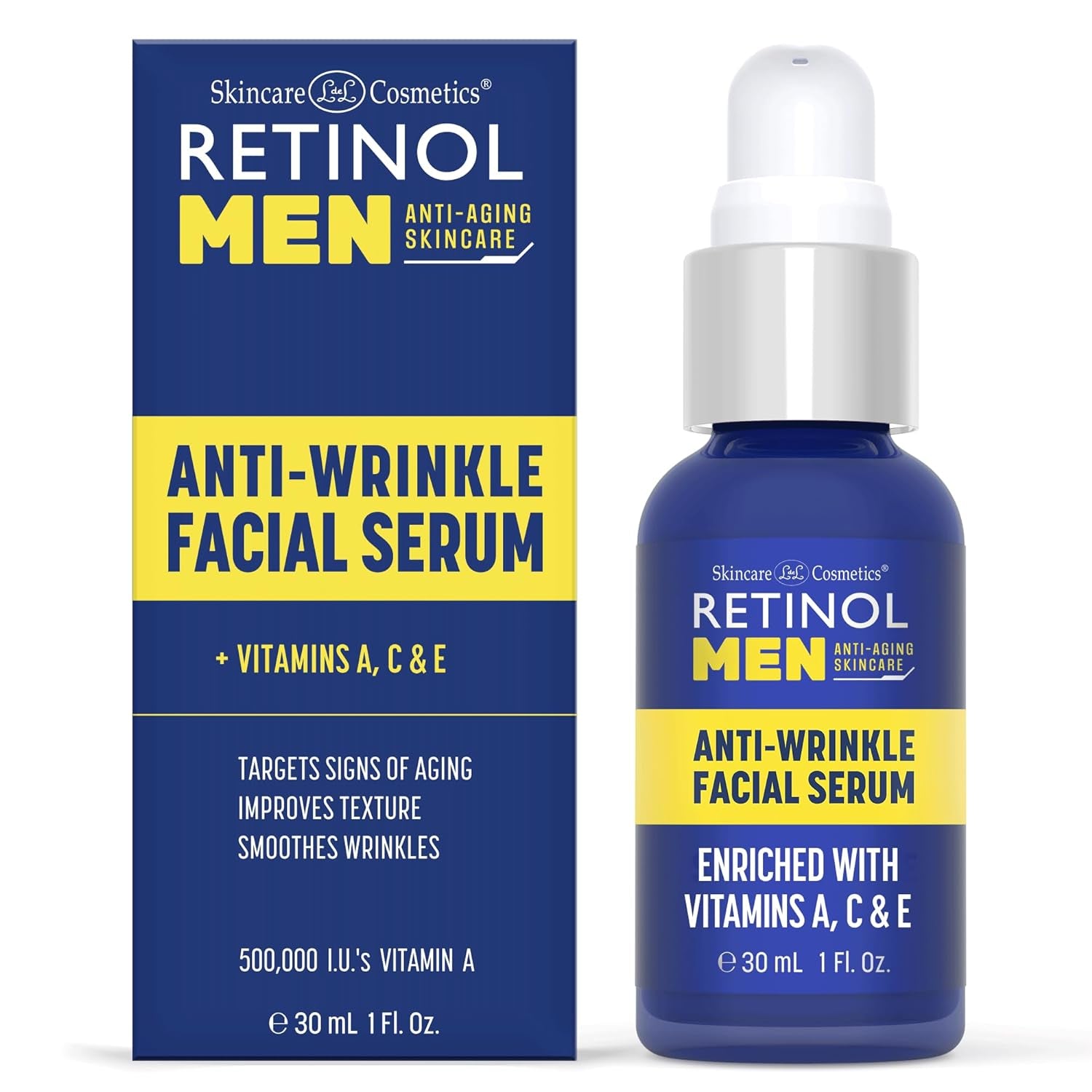 Retinol Men’S Anti-Wrinkle Facial Serum – the Original Retinol Anti-Aging Men’S Formula for Younger Looking Skin – Vitamin-Enriched to Smooth Fine Lines & Wrinkles, Improve Tone & Promote Firmness 
