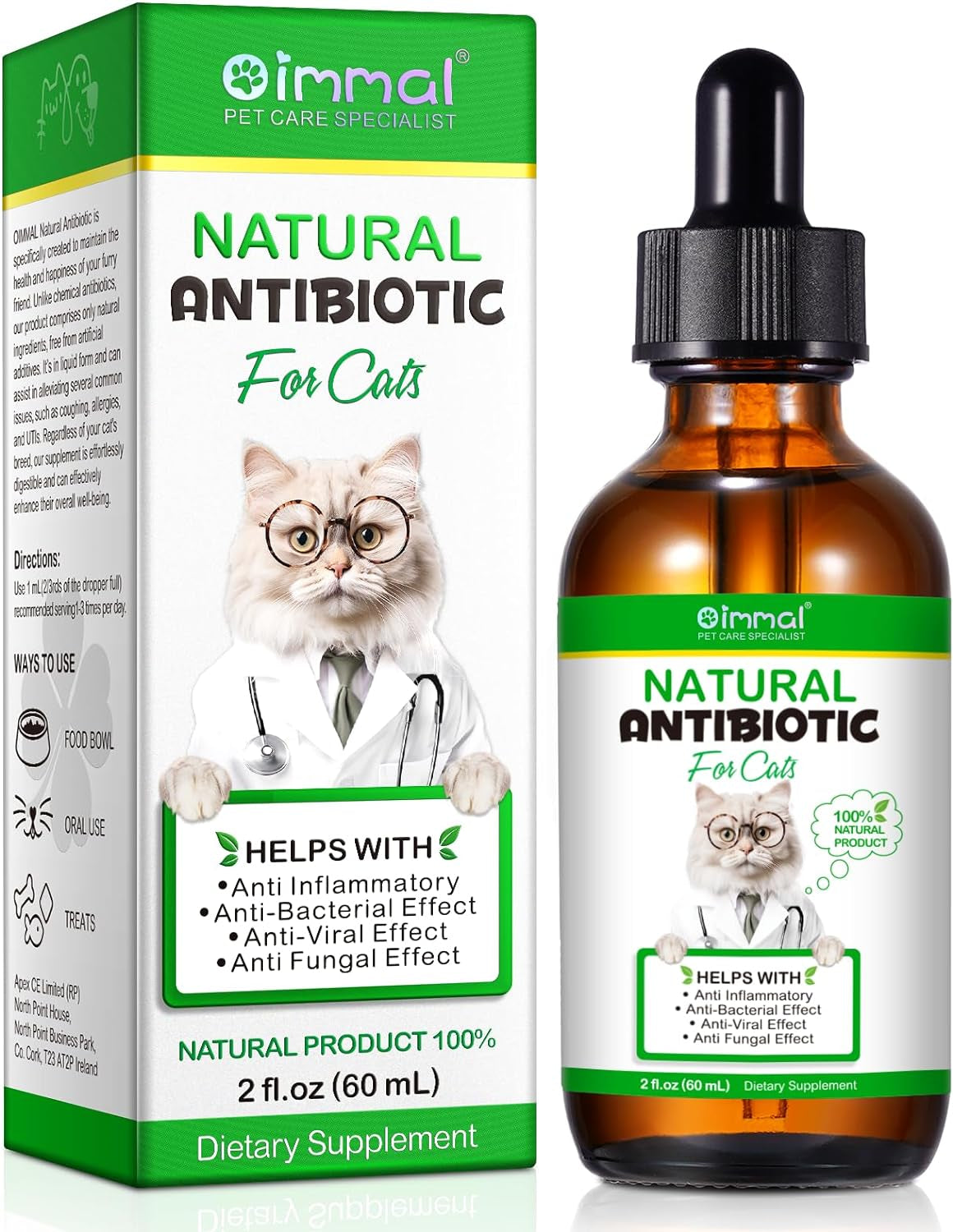 Premium Cat Antibiotics Supplement - Essential Multivitamin for Infection Support-Cat Antibiotic, Supports Cat Allergy Itch Relief, White
