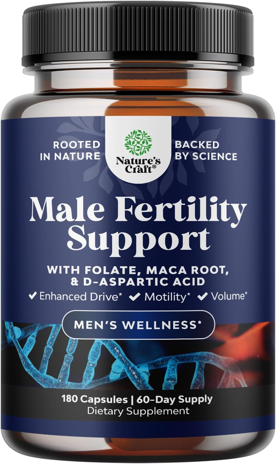 Pre Conception Male Fertility Supplement - Advanced Fertility Supplement for Men with Coq10 Maca Root Methyl Folate & D-Aspartic Acid for Enhanced 