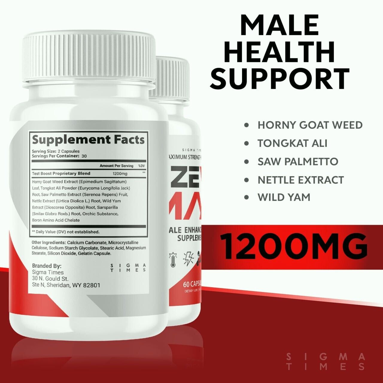 Sizemax Supplement for Men'S Health, Size Max Male Performance Pills 60Ct