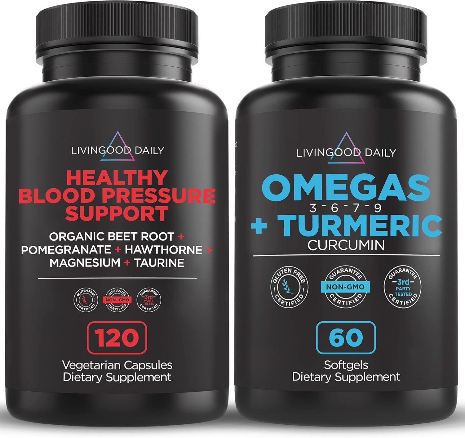 Livingood Daily Blood Pressure Support Bundle - Heart Health Supplements 