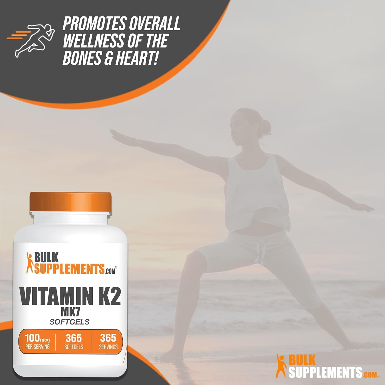 .Com Vitamin K2 Softgels - Vitamin K2 MK7, Vitamin K2 Supplement, Vitamin K2 100 Mcg - MK7 Vitamin K2 for Bones, Gluten Free - 1 Softgel per Serving, 365 Softgels