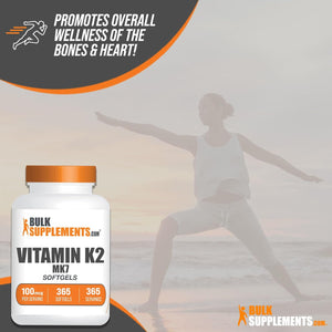 .Com Vitamin K2 Softgels - Vitamin K2 MK7, Vitamin K2 Supplement, Vitamin K2 100 Mcg - MK7 Vitamin K2 for Bones, Gluten Free - 1 Softgel per Serving, 365 Softgels
