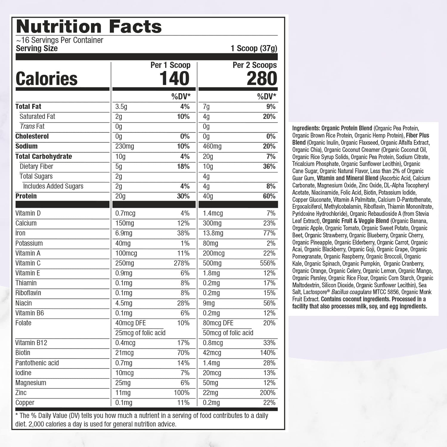 Meal Replacement Shake, Organic | Purely Inspired All-In-One Meal Replacement | Plant Based Protein Powder for Women & Men | Organic Protein Powder | Protein Shake Powder | Chocolate, 1.3 Pounds