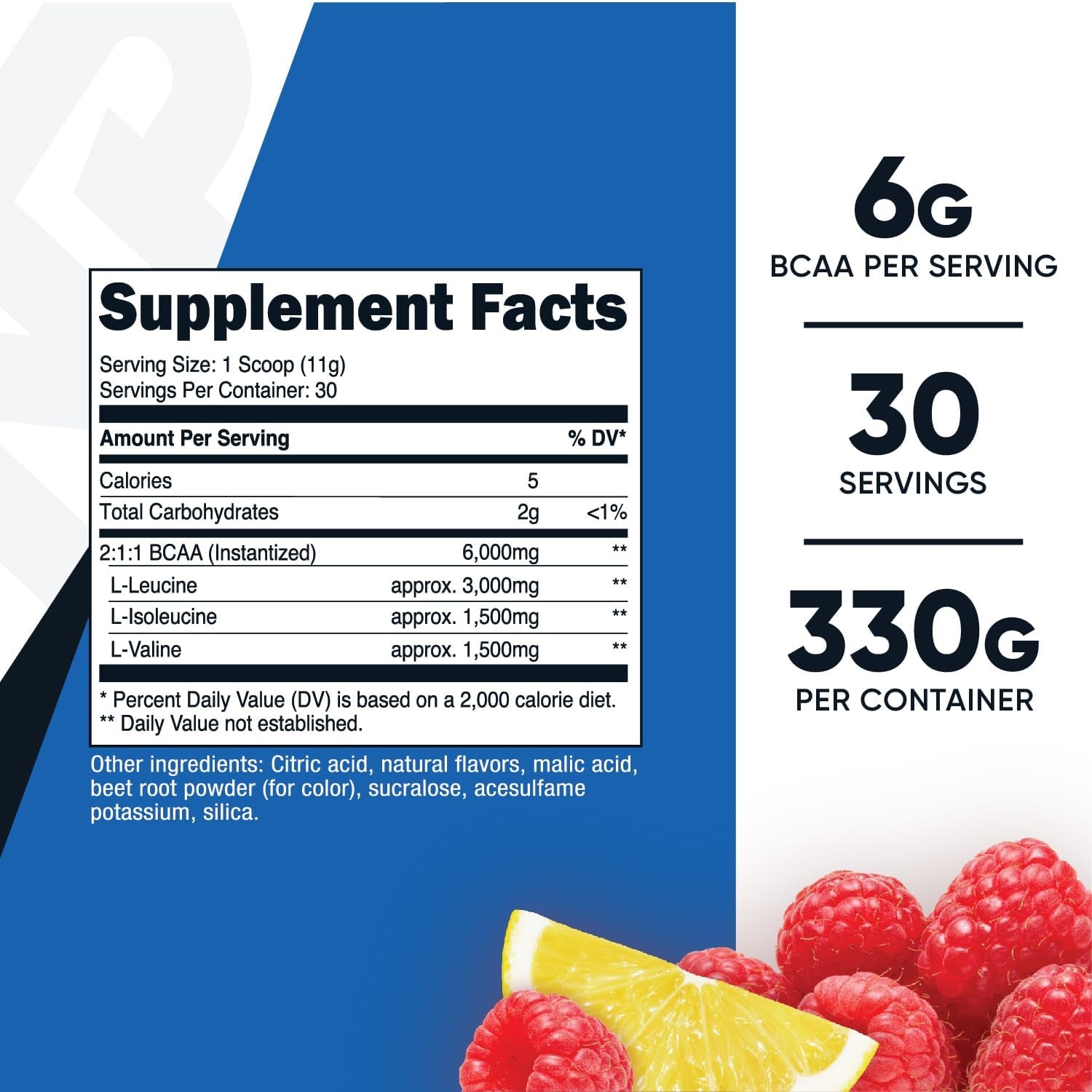 Nutricost BCAA Powder 2:1:1 (Raspberry Lemonade, 30 Servings) 