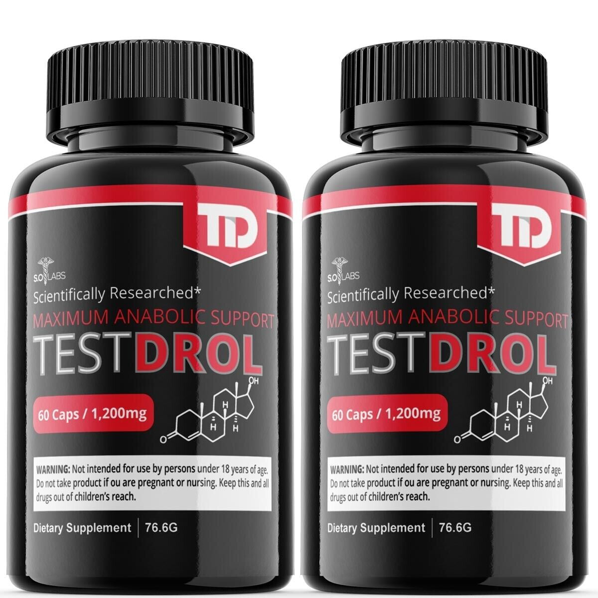 Testdrol - Male Virility - 2 Bottles - 120 Capsules 