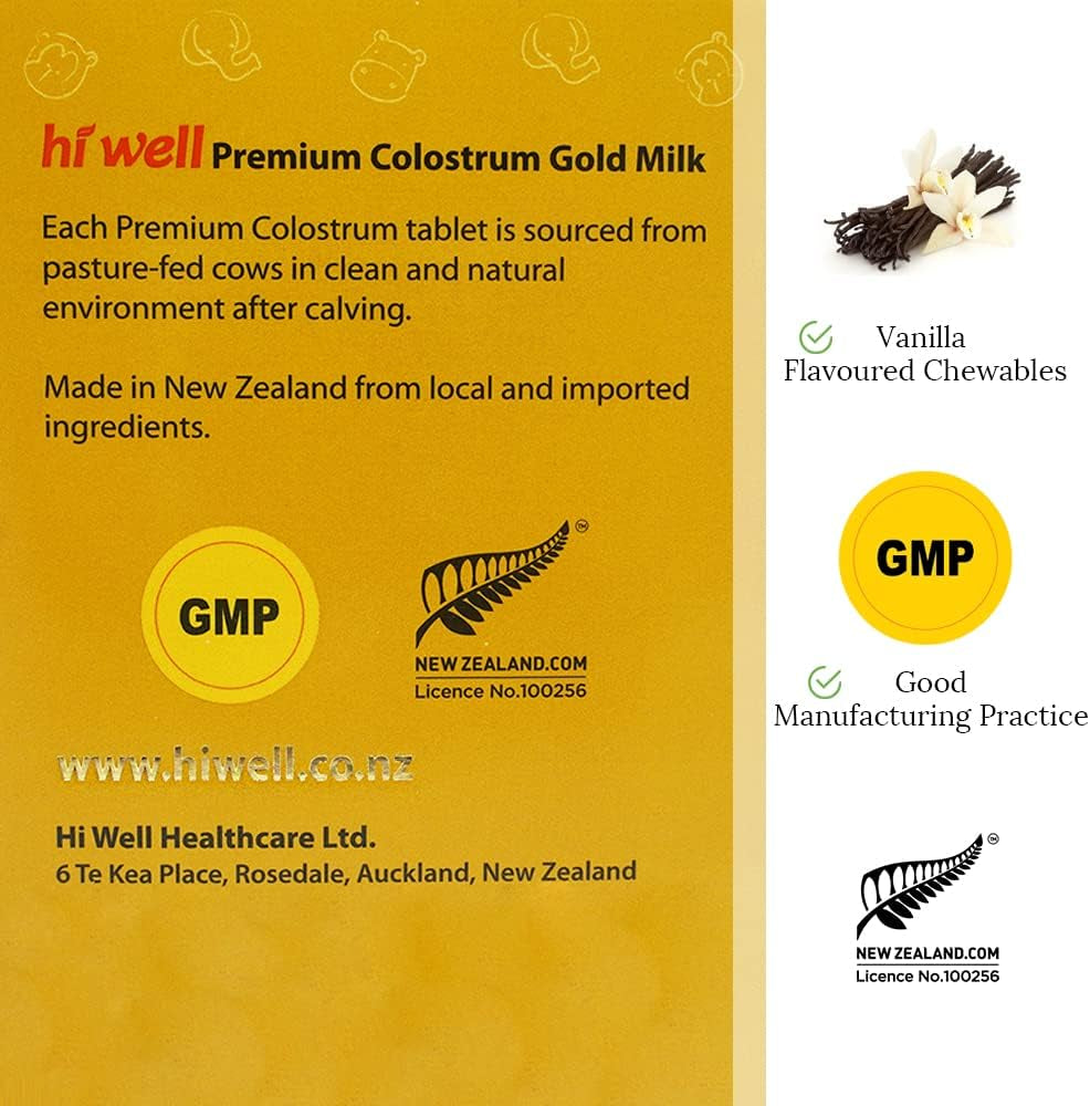 Hi Well Premium Grass-Fed Colostrum Gold Milk 200Tablets