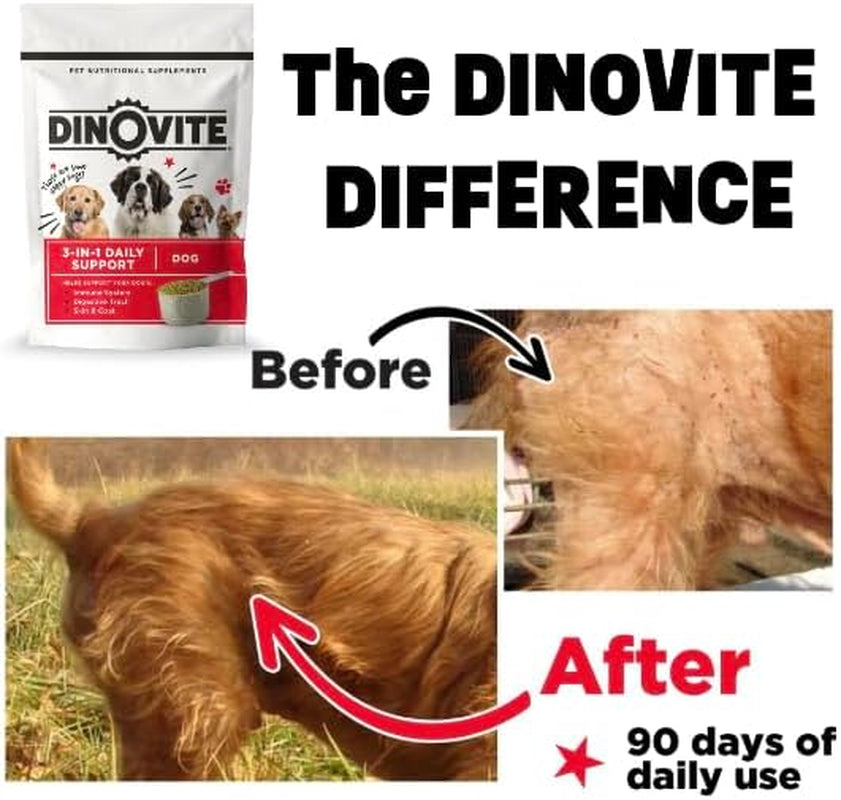 Dinovite Probiotic Supplement for Dogs - Omega 3 for Dogs - Hot Spot Relief - Skin & Coat Supplement for Dogs - 30 Day Supply (30 Day Supply, Medium Dogs (18-45 Lbs))