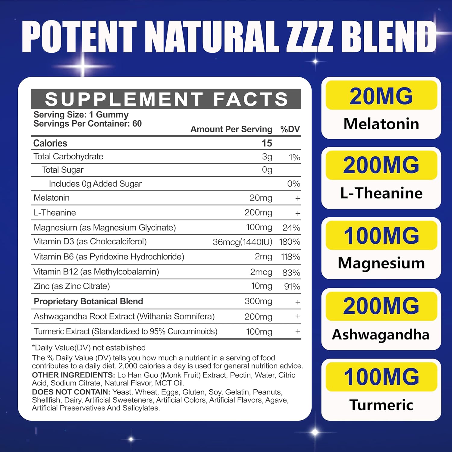 Melatonin Gummies 20Mg for Adults - Maximum Strength Melatonin Gummies with L-Theanine, Magnesium, Omega-3, MSM, D3 & Zinc - Non-Habit Forming, Vegan, Non GMO, Natural Mixed Berry Flavor