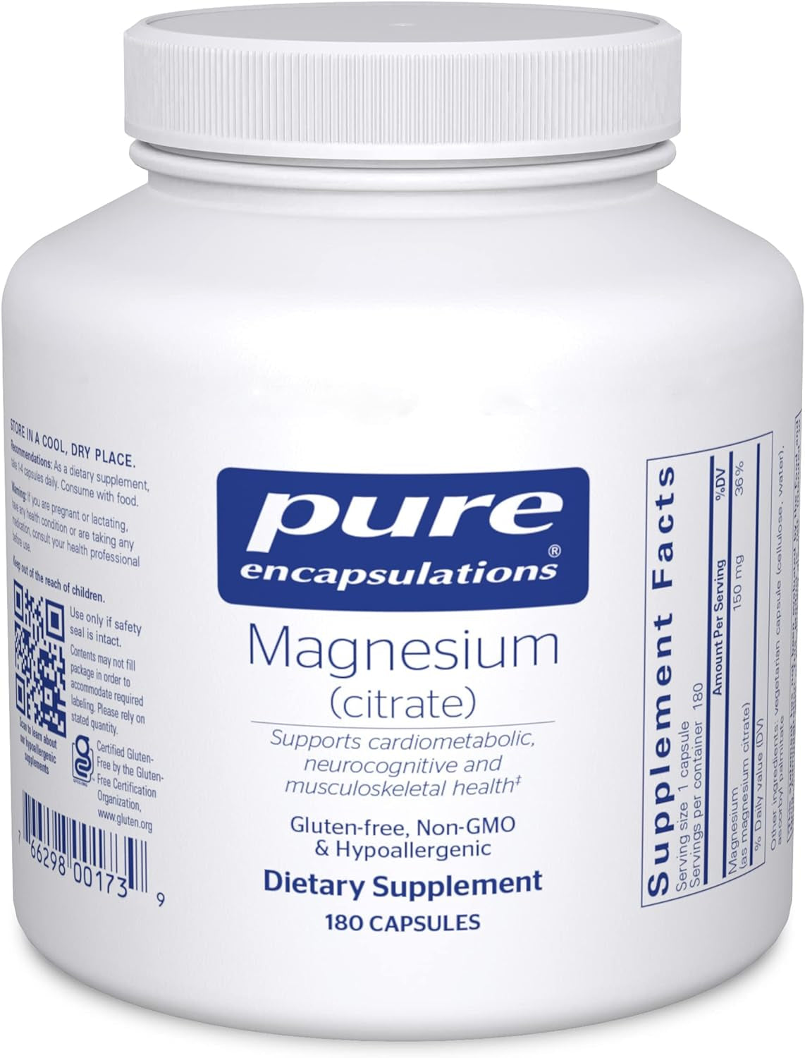 Magnesium (Citrate) - Supplement for Sleep, Heart Health, Cognitive Health, Bone Health, Energy, Muscles, and Metabolism* - with Premium Magnesium 