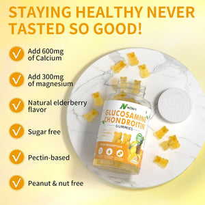 Glucosamine Chondroitin Gummies with MSM & Elderberry Extra Strength - Joint Support, Antioxidant Immune Support Supplement for Adults, Men & Women-Pineapple Flavor-90 Count