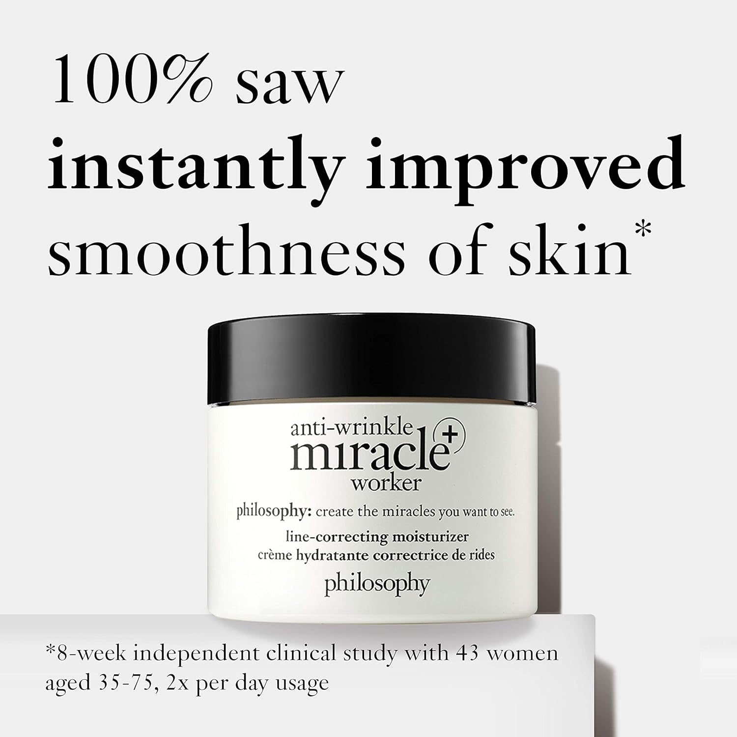 Philosophy Anti-Wrinkle Miracle Worker Line-Correcting Face Moisturizer - with Vitamin C & Hyaluronic Acid - Instantly Improves Skin Smoothness and Radiance