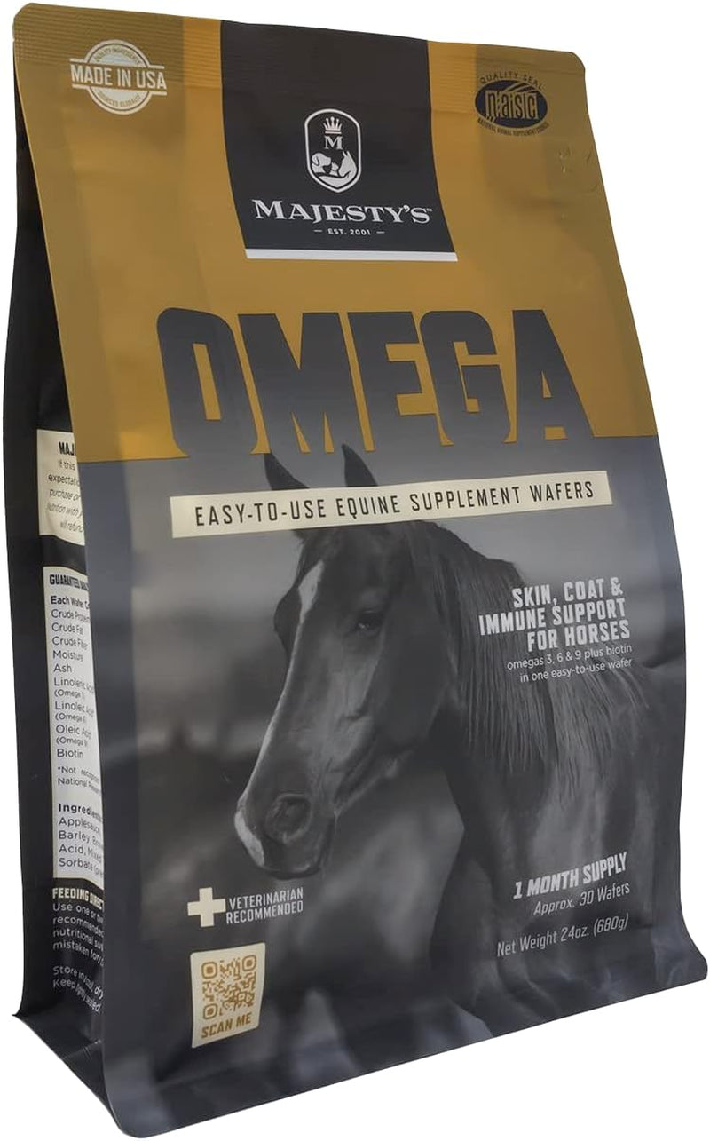 Majesty'S Omega Wafers - Superior Horse/Equine Skin, Coat, and Immune Support Supplement - Omega 3, 6, 9, and Biotin (Regular, 2 Pack(120 Count Total))
