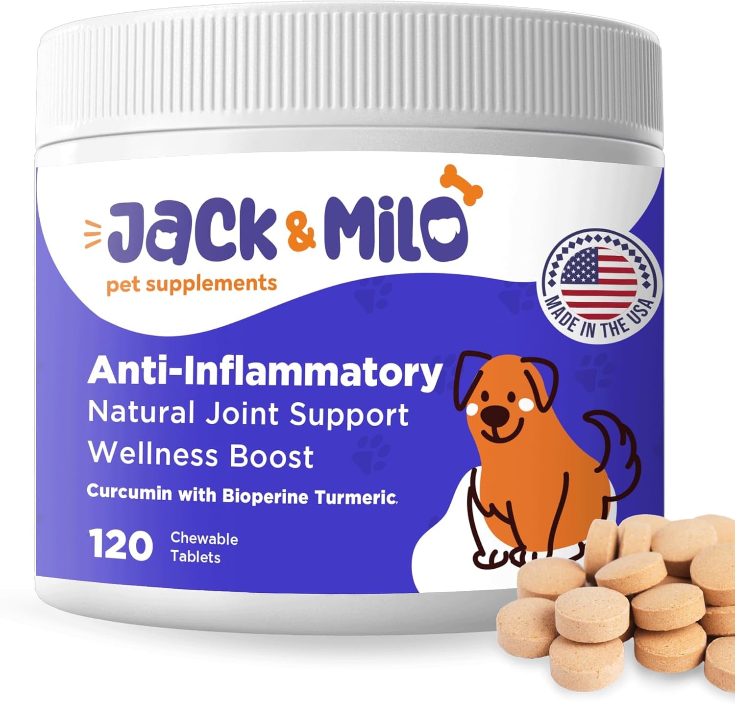 Jack & Milo Organic Cranberry Supplement for Dogs, Dog UTI Incontinence, Kidney and Bladder Control - Cranberry & Antioxidants - Bladder Control for Dogs, USA Made-Non GMO - 120 Tablets 