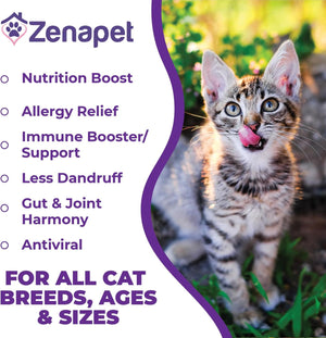 Zenapet Cat Colostrum plus Superfood Supplement, 240 Day Supply Bovine Colostrum Powder, Cat Probiotic for Immune Support, Digestive Health, Allergy Relief, Joint Support, and Skin/Coat Health 
