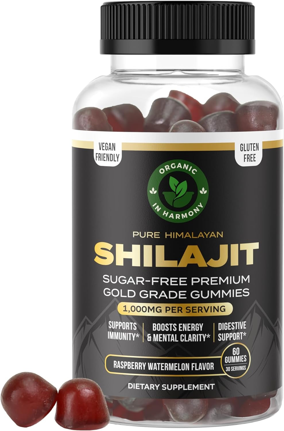 Pure Himalayan Organic Shilajit Gummies for Men & Women, Sugar-Free Shilajit Supplement, 85+ Trace Minerals & Fulvic Acid - Improve Congitive & Mood, 