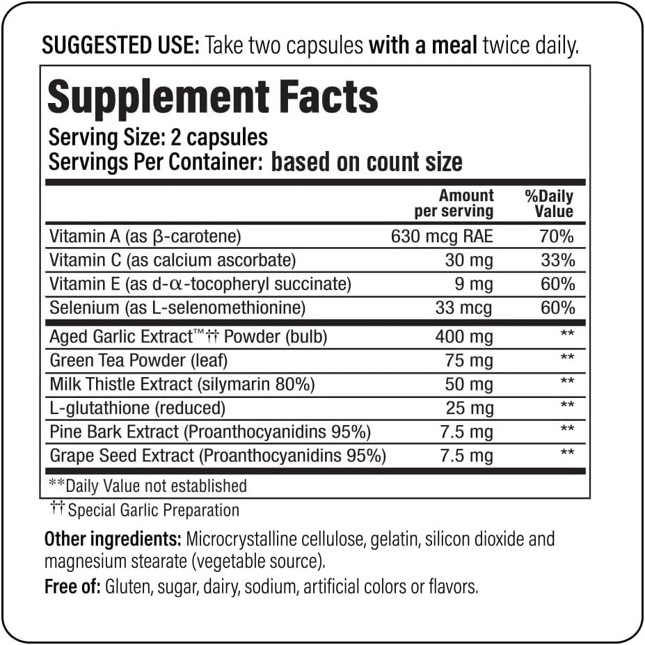 Kyolic Aged Garlic Extract Formula 105, Detox and Anti-Aging, 100 Capsules (Packaging May Vary)