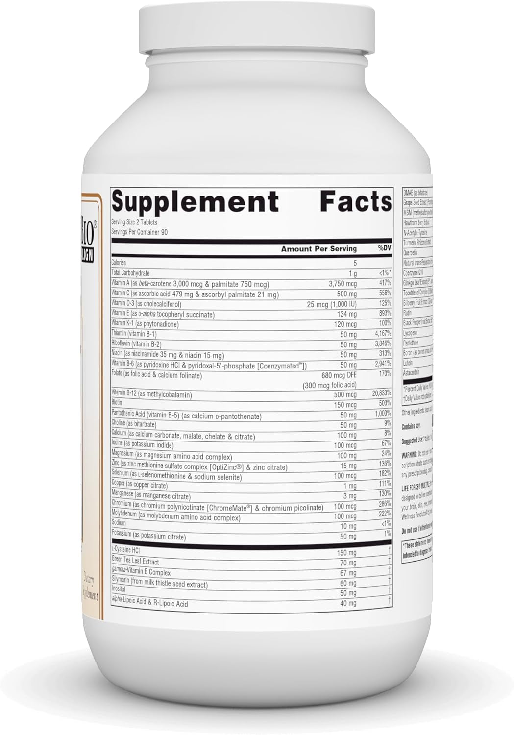 Source Naturals Life Force Multiple No Iron Energy Activator Complete Bio-Aligned Daily Vitamin - 90 Tablets