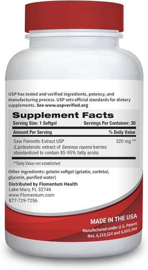 ® Saw Palmetto for Men Prostate Supplement | Prostate Support Supplement for Men'S Health | USP Verified - Healthy Urinary Flow & Urinary Function - 320Mg Once Daily (30 Count)